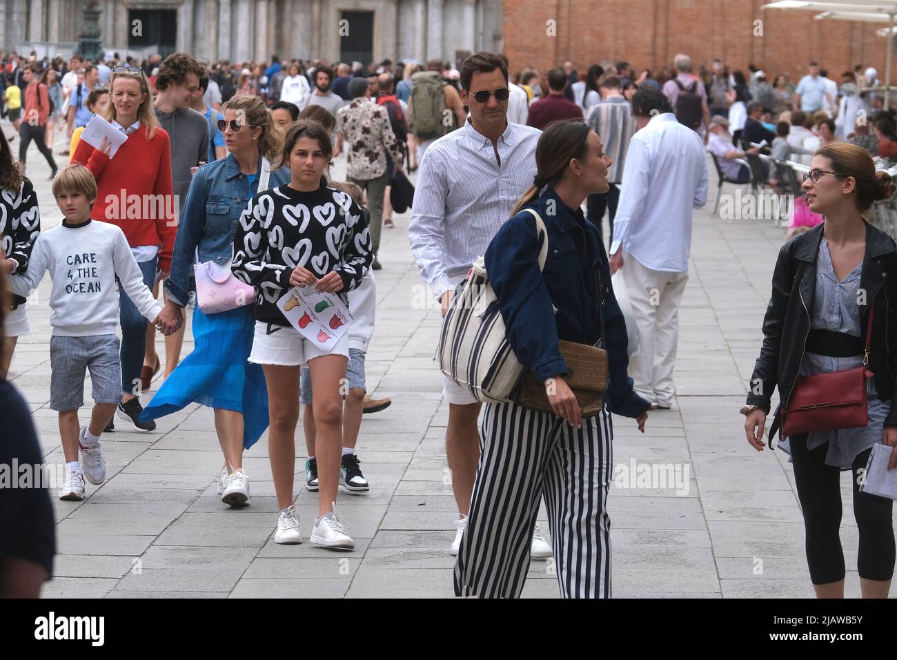 Roger Federer in Venedig mit Familie Stockfotografie - Alamy