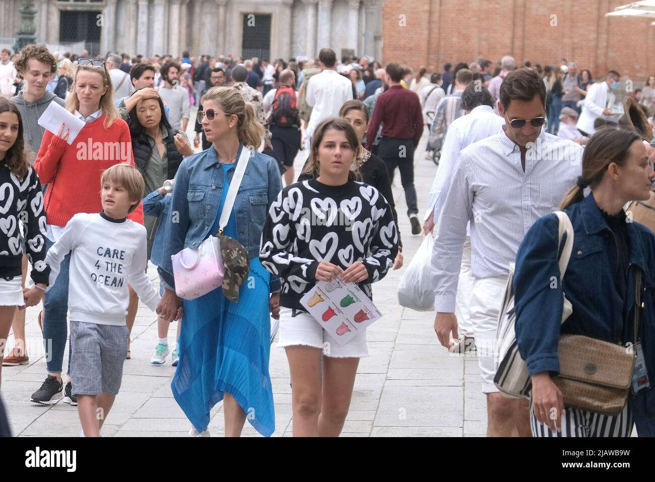 Roger Federer in Venedig mit Familie Stockfoto