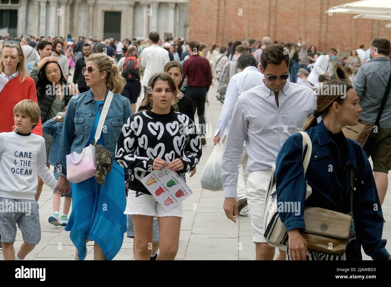 Roger Federer in Venedig mit Familie Stockfotografie - Alamy