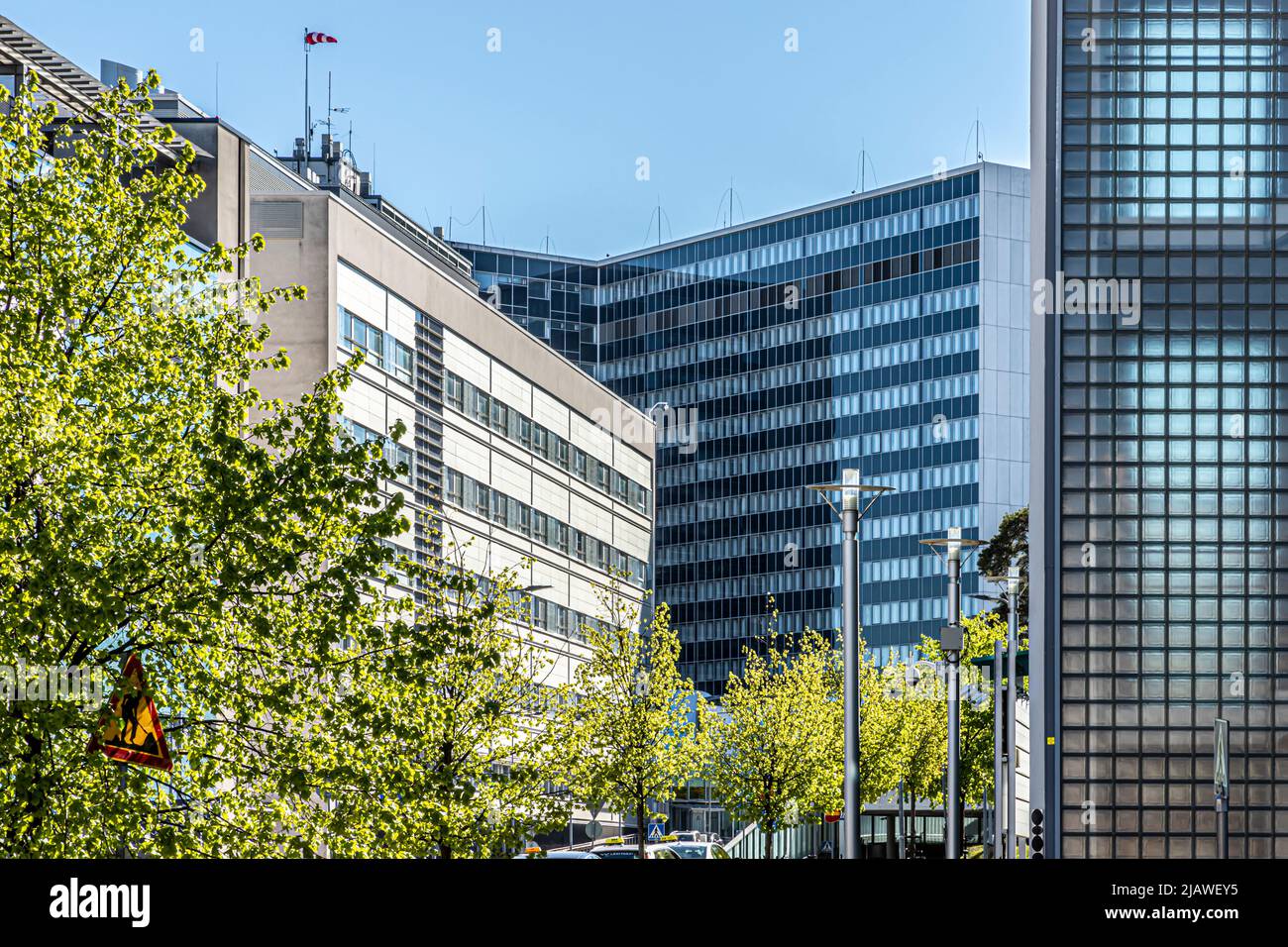 The Triangle and Tower Hospitals in Meilahti, Helsinki, Finnland. Stockfoto