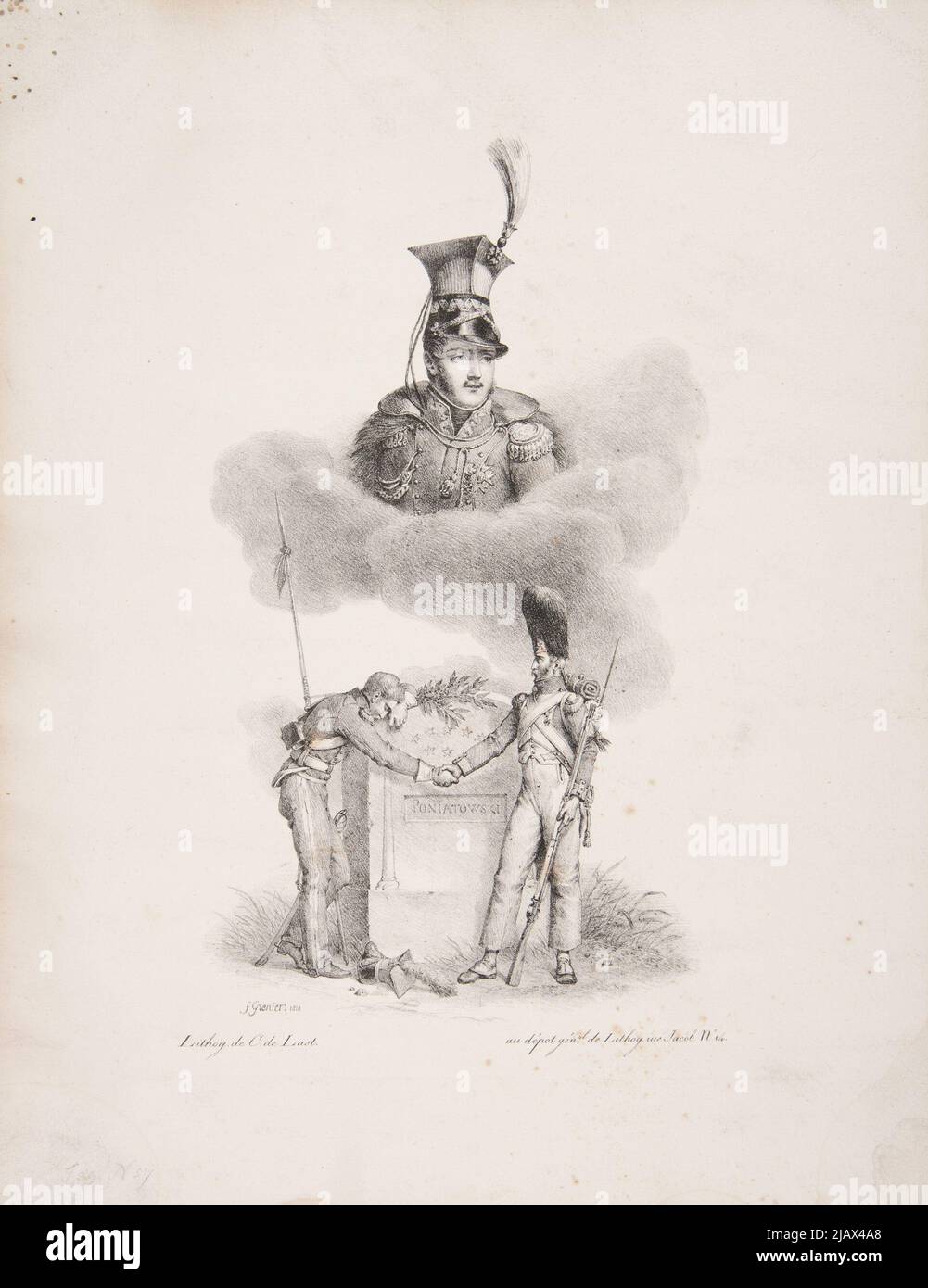 [Apotheose des Prinzen Józef Poniatowski] Grenier de Saint Martin, François (1793 1867), Lithographie von C. de Last (paryż) Stockfoto