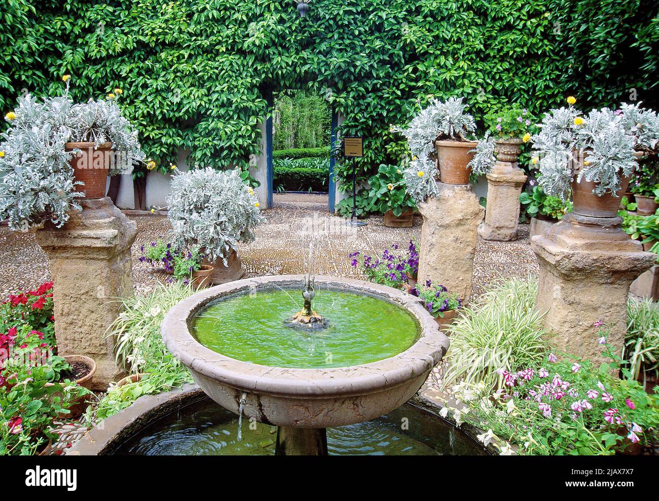 Innenhof im Mai. Viana Palace, Cordoba, Andalusien, Spanien. Stockfoto