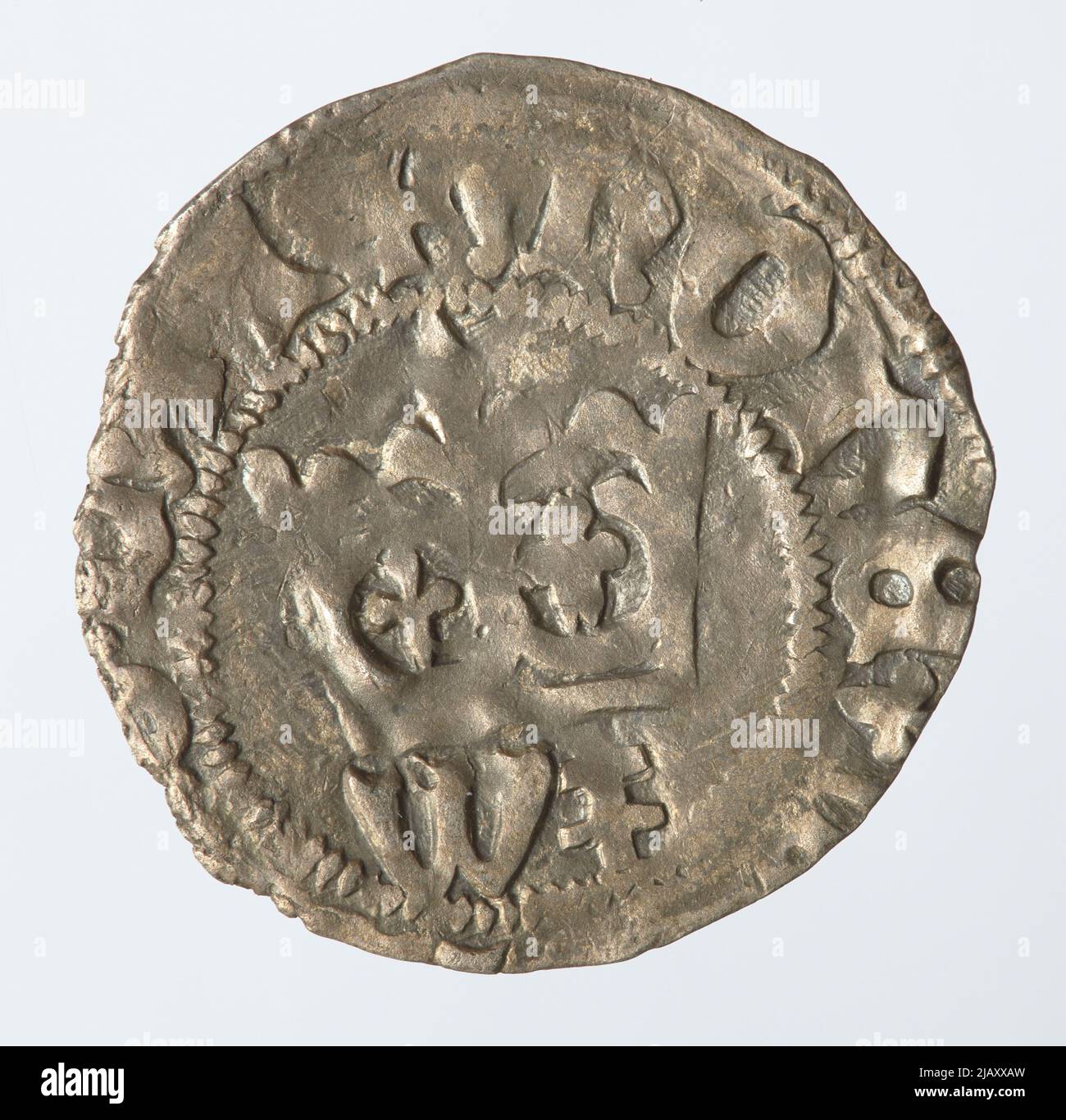 Władysław Jagiełło (1387–1434), Denar, 1416–1422, MÄNNER. Crack W ADYS AW JAGIECH (CA 1351 1434), Münzstätte von Kraków Stockfoto