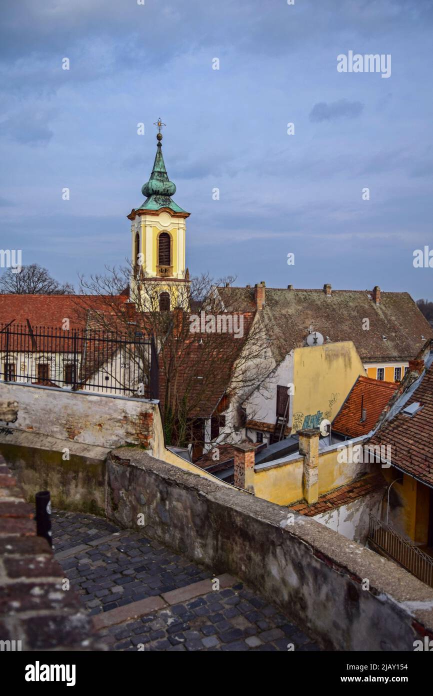 Straßen von Szentendre, einer Stadt am Fluss in der Provinz Pest, Ungarn, Stockfoto