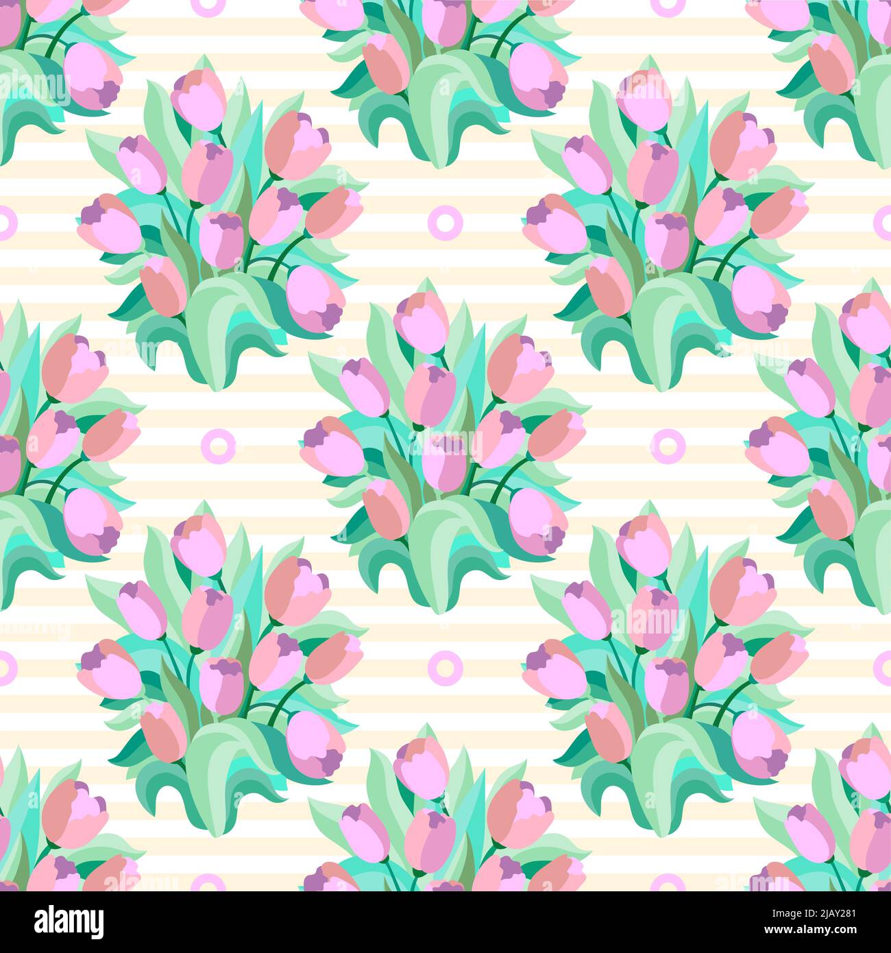 Nahtloses Muster mit einem Bouquet aus Tulpen. Vektor Stock Vektor