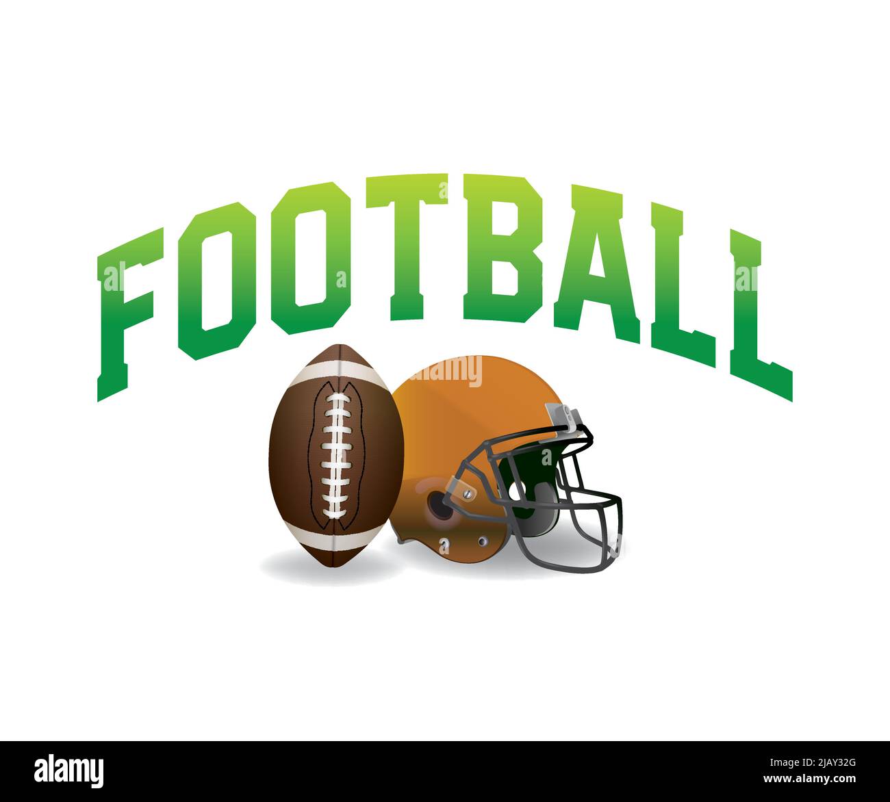 Eine Illustration mit American Football Ball, Helm und Wortkunst auf Weiß. Vector EPS 10 erhältlich. Stock Vektor