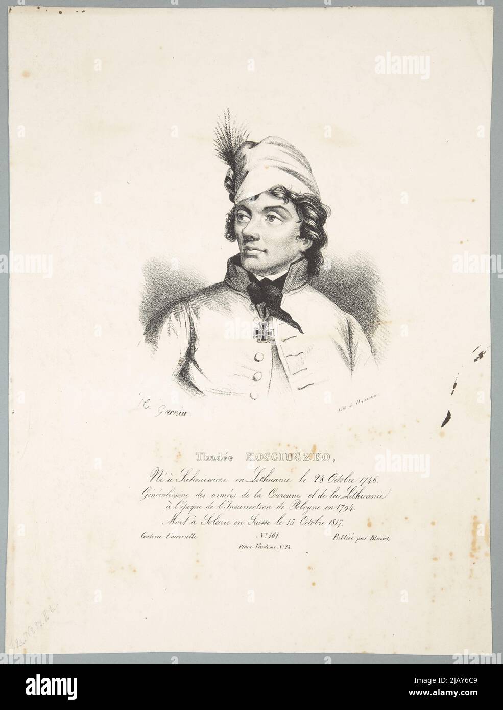 Thaddée Kosciuszko, geboren in Siechice in Leather () [Tadeusz Kościuszko] Garnier, Hyppolyte Louis (1802 1855), Lithographie von Ducarme (Paris), Blaisot Stockfoto