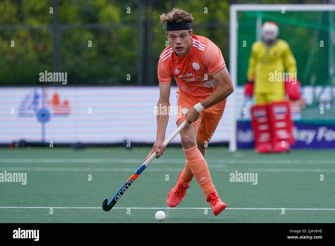 MALDEN, NIEDERLANDE - 1. JUNI: Derck de Vilder aus den Niederlanden während des FIH Pro League-Spiels zwischen den Niederlanden und Argentinien im Sportkomplex De Kluis am 1. Juni 2022 in Malden, Niederlande (Foto: Jeroen Meuwsen/Orange PicBilder) Stockfoto