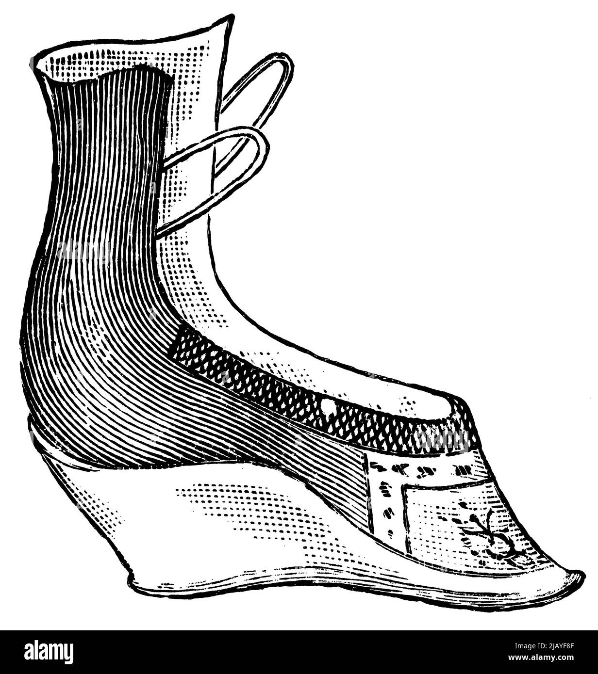 Ein Lotusschuh für gebundene Füße. China. Veröffentlichung des Buches 'Meyers Konversations-Lexikon', Band 2, Leipzig, Deutschland, 1910 Stockfoto