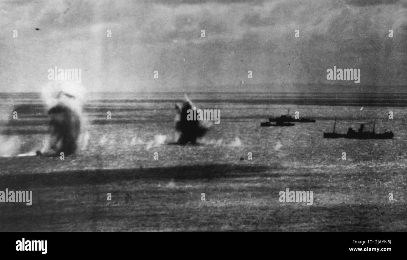 Zentrum britischer Konvoi im Kanal ***** Von der französischen Küste. 9. Oktober 1940 Stockfoto