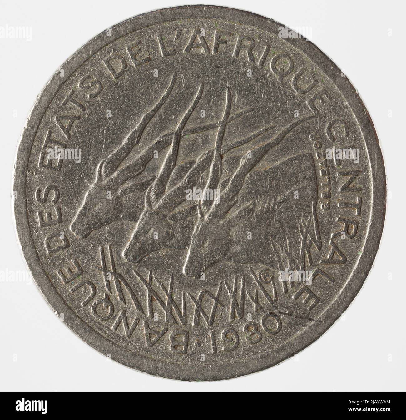 Zentralafrika (äquatorial); Tschad, 50 Franken, 1980 Währung von Paris, Bazor, Lucien Georges (1889 1974), Cochet, Robert (1903 1988), Rousseau, Émile (1927 2010) Stockfoto