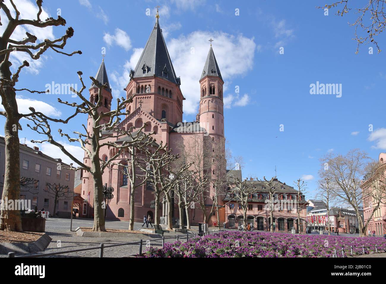 Neoromanische Kathedrale St. Martin in Mainz, Rheinland-Pfalz, Deutschland Stockfoto