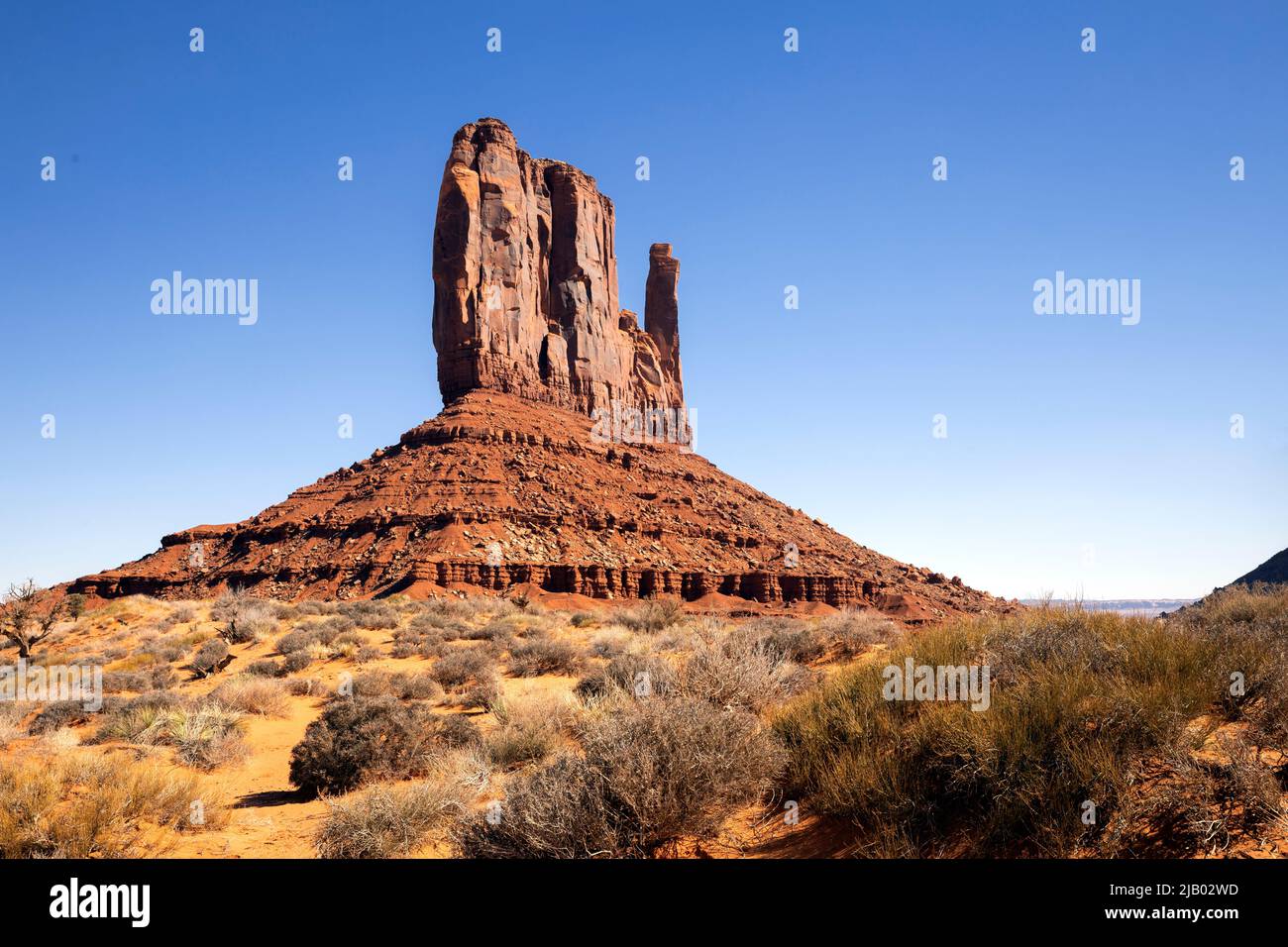 AZ00429-00....ARIZONA -Sandstein butte genannt West Mitten vom Wildcat Trail im Monument Valley Navajo Tribal Park aus gesehen. Stockfoto