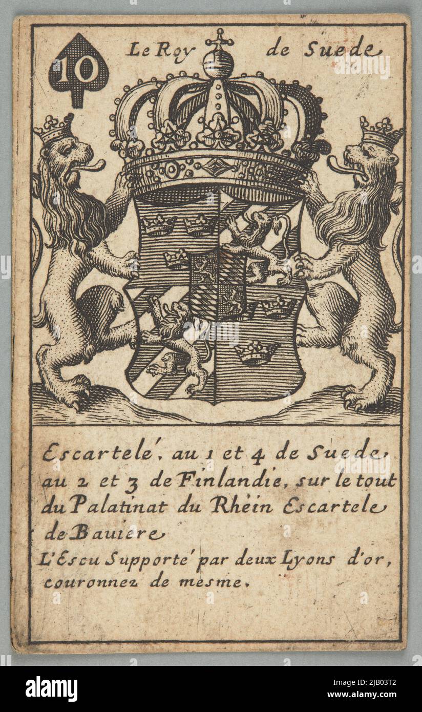 10 PIK Le Roy de Svede (Königreich Schweden), in: Karten für Bildung, heraldisch. Unbekannt Stockfoto
