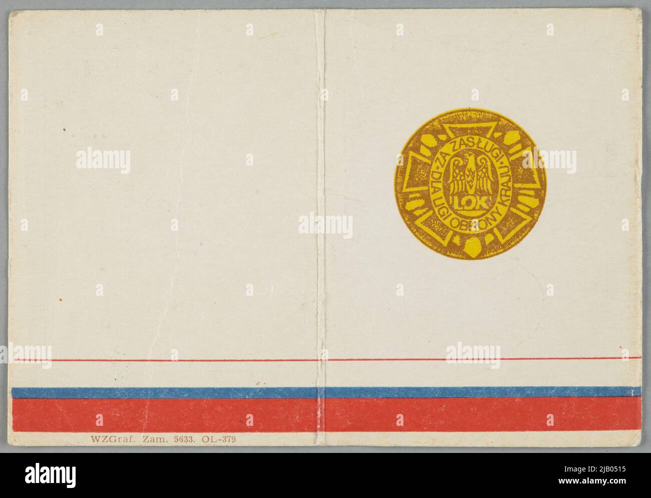 ID-Karte Nr. 20412 Silbermedaille für Verdienste um die militärische Grafik der National Defense League Stockfoto