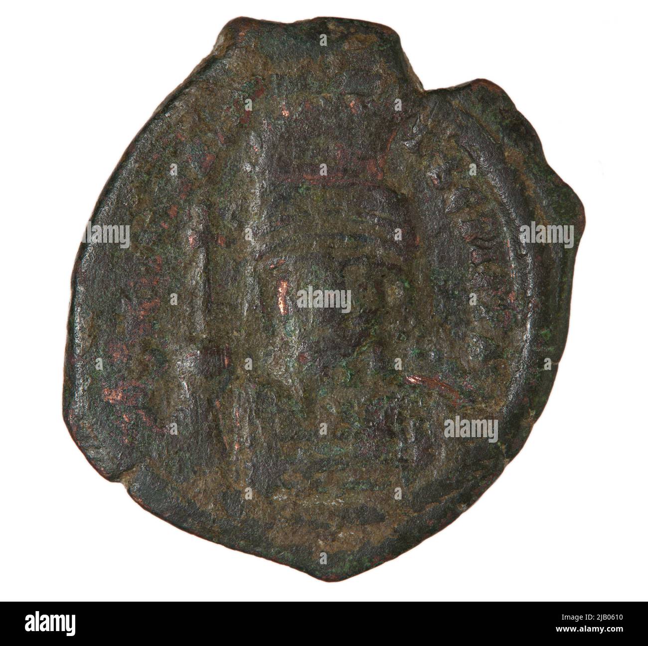 Byzantinisches Reich, Maurycy Tiberiusz (582 602), Konstantinopel 592/593 CE, Follis, Brone (AE) Maurycy Tiberiusz (582 602), Münzstätte von Konstantinopel Stockfoto