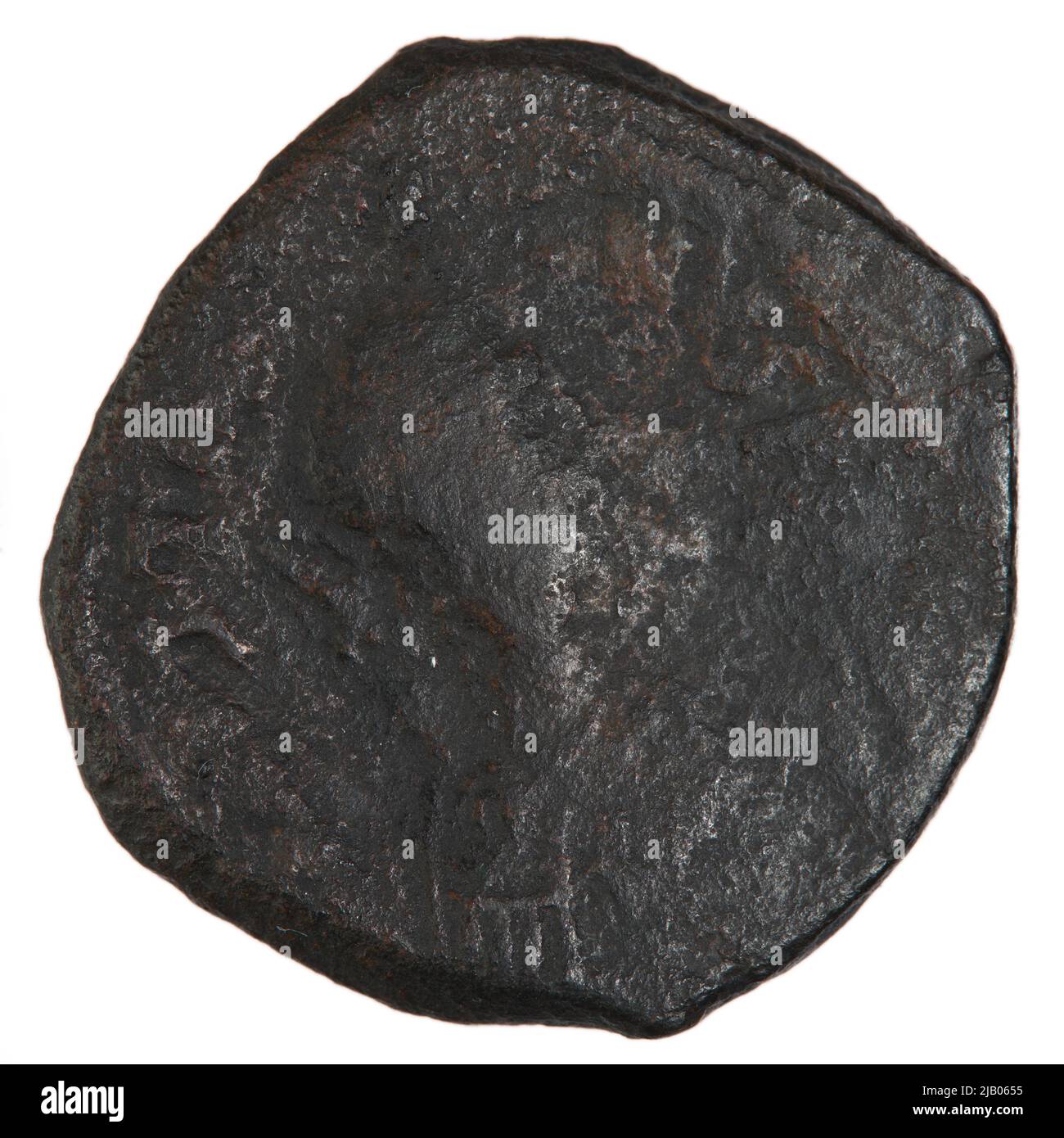 Byzantinisches Reich, Justin 1 (518 527), Konstantinopel 518 522 CE, Follis, Brone (AE) Justyn I (518 527), Mint of Constantinople Stockfoto