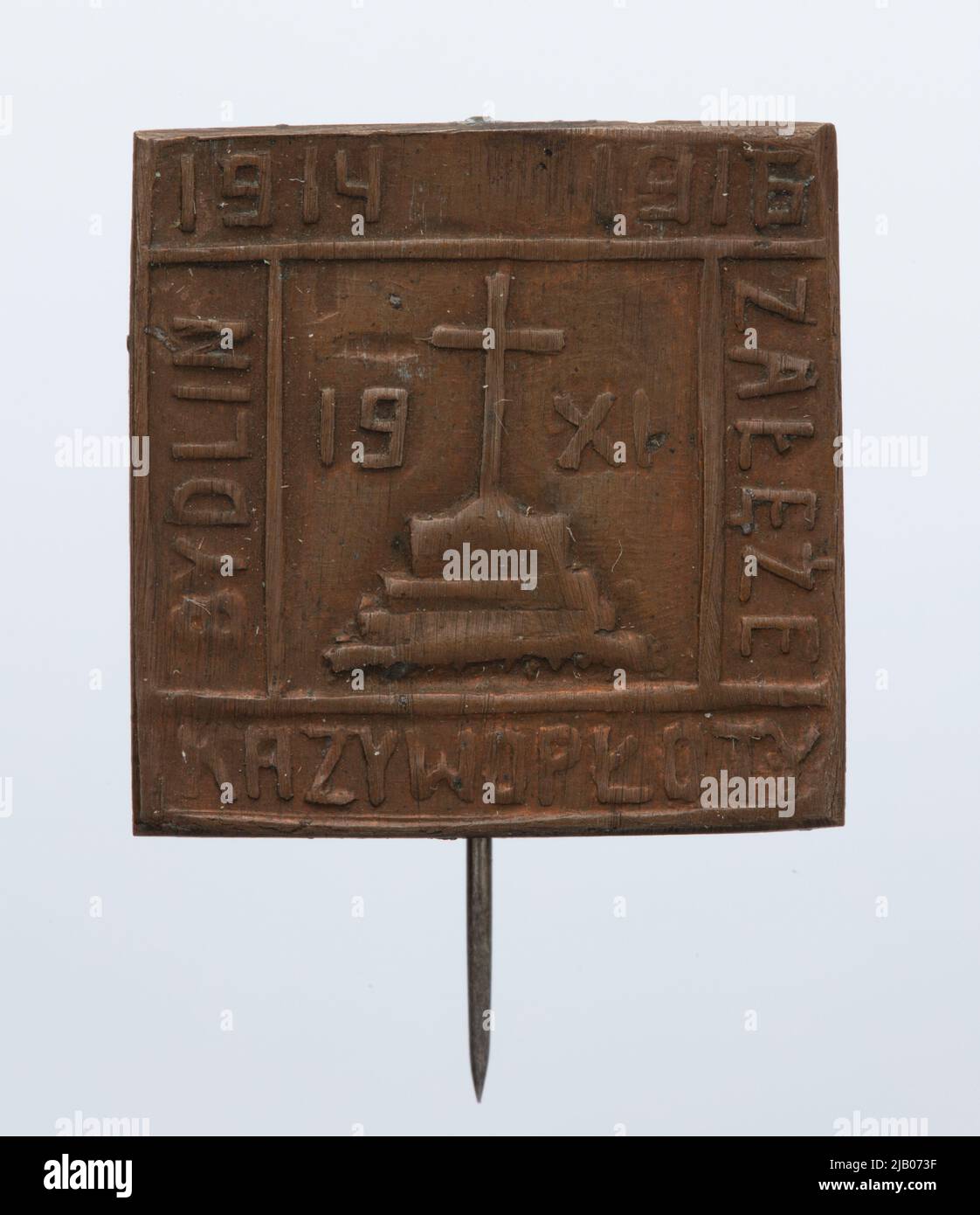 Gedenkabzeichen der Zeremonie der Opferung des Denkmals auf dem Friedhof in Bydlin in 1916 Legionären, die in der Schlacht von Krzywopłoty getötet wurden. Unbekannt Stockfoto