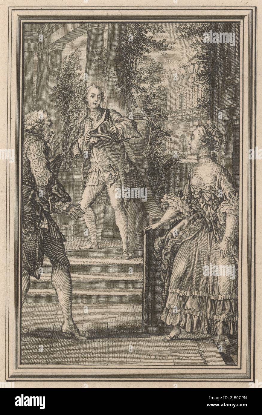 Niespodziewane spotkanie W: M. des Brunnens. Erzählungen und Kurzgeschichten in Vers 1762 Le Mire, Noël (1724 1801), Eisen, Charles Joseph (1720 1778) Stockfoto