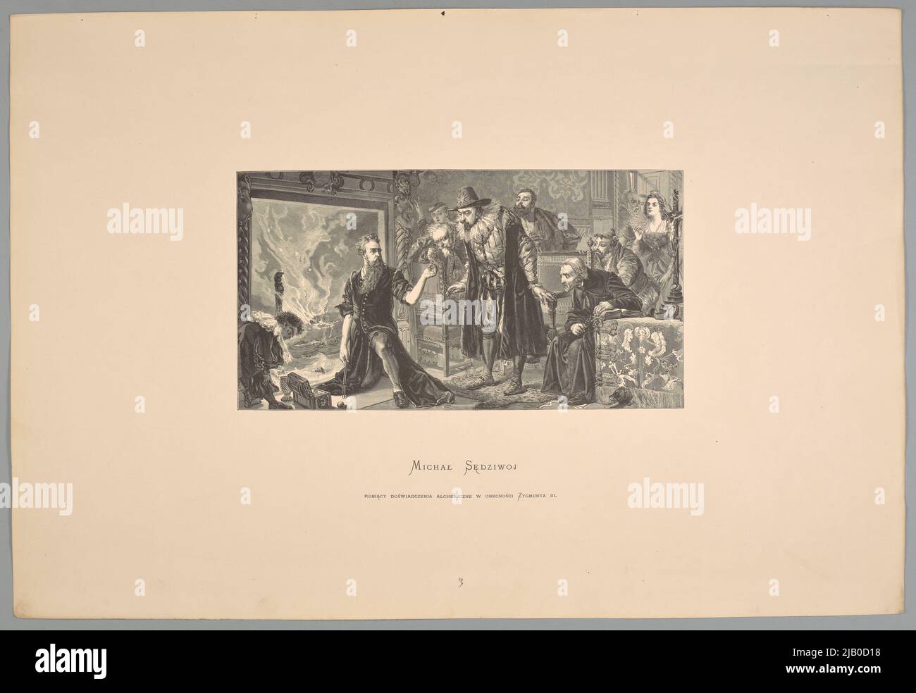 Michał Sędzowoj Alchemistische Erfahrungen in Anwesenheit von Zygmunt III , aus: Album von Jan Matejko (Karte 7) Lewental, Salomon (Franciszek Salezy) (1841 1902), Styfi, Jan (1841 1921), Matejko, Jan (1838 1893) Stockfoto