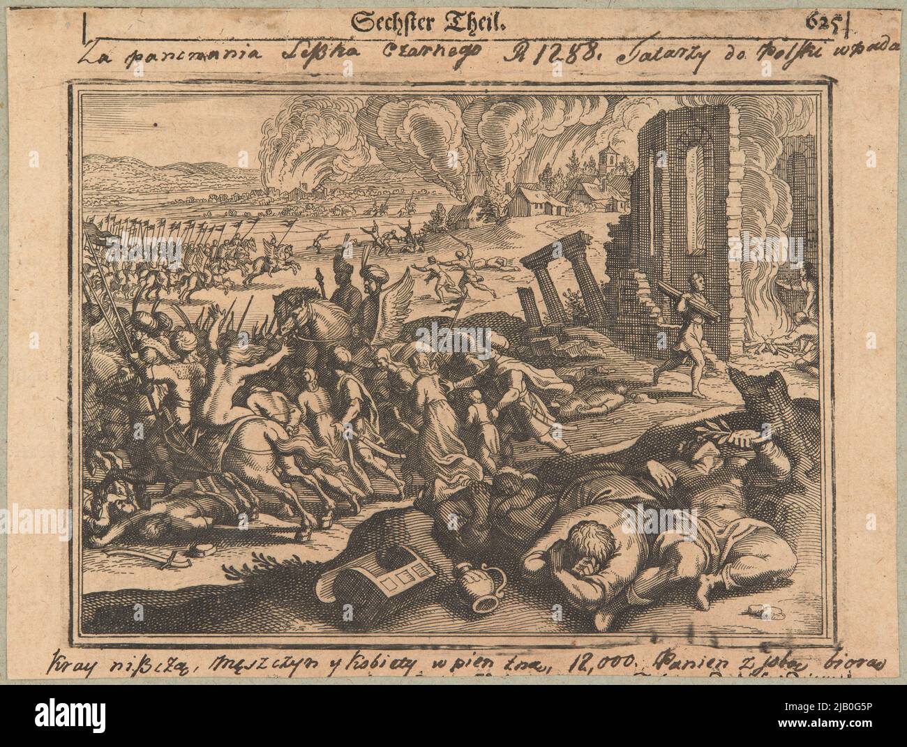 Historische Szene die dritte Invasion der Tataren für Polen während der Herrschaft von Prinz Leszek Czarny unbekannt Stockfoto