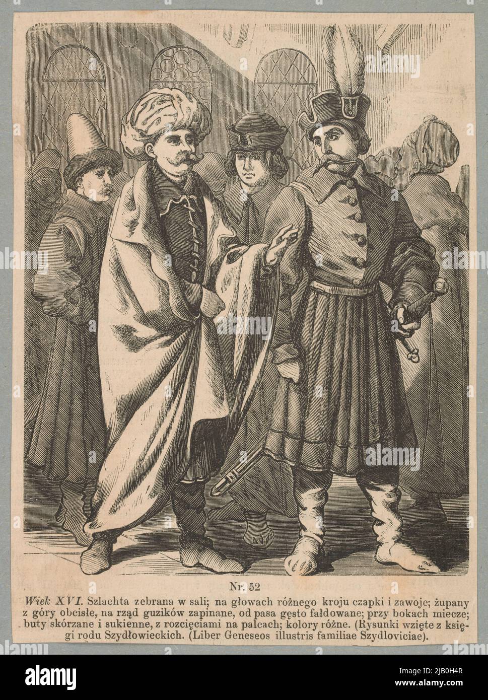 Das 16.. Jahrhundert. Der Adel, der im Raum gesammelt wurde () (Zeichnungen aus dem Buch der Familie Szydłowiecki. Unbekannt, Kossak, Juliusz (1824 1899) Stockfoto