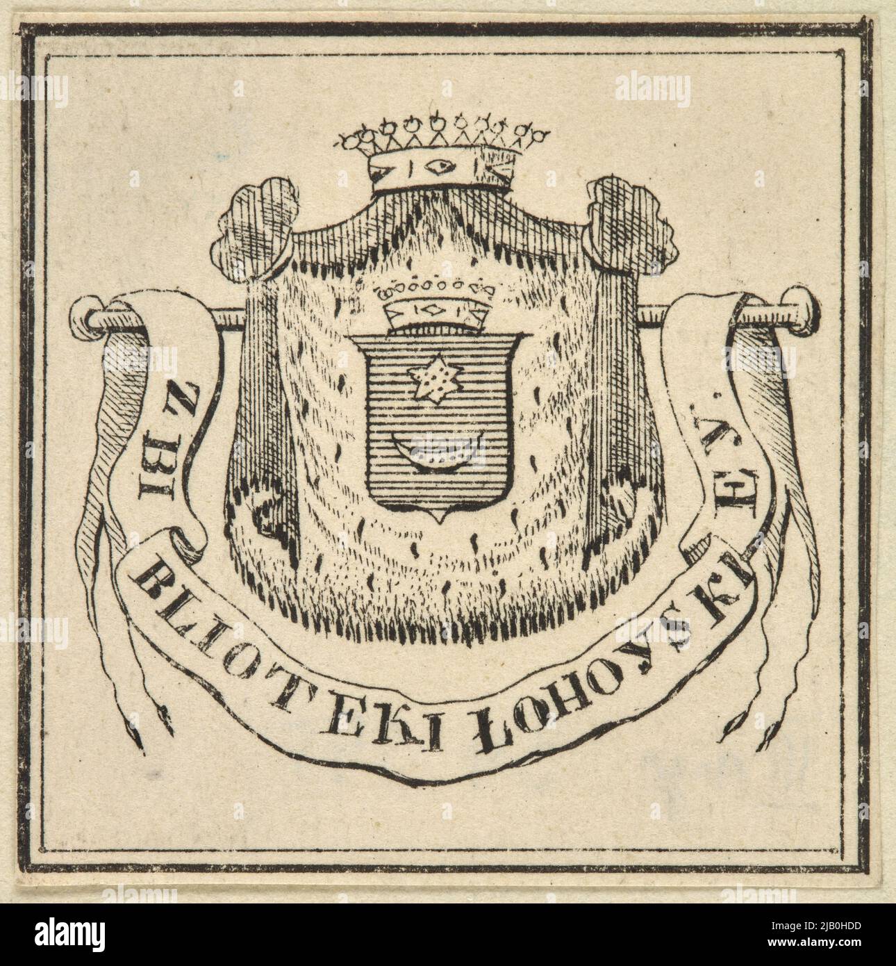 Exlibris der Tyszkiewicz-Bibliothek der Bibliothek unbekannt Stockfoto