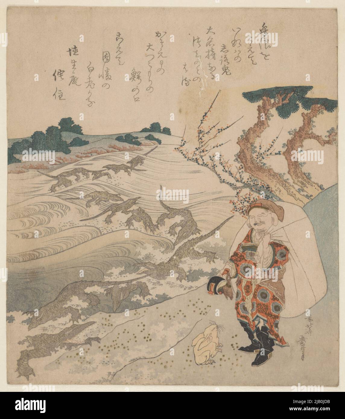 Der gott des Glücks Daikoku, ein Hase und Krokodile Katsushika, hokusai (1760 1849) Stockfoto