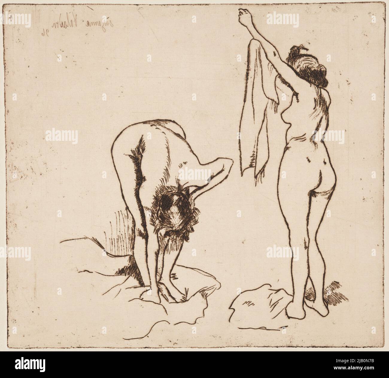 Frauen wischen Badegäste / Trocknen Frauen BADEN Pl. Z: Painters Graveurs Album, Paris 1896, hrsg. Ambroise Vollard, Print. Auguste Clot Valadon, Suzanne (1865 1938), Vollard, Ambroise (1866 1939), Clot, Auguste (1858 1936) Stockfoto