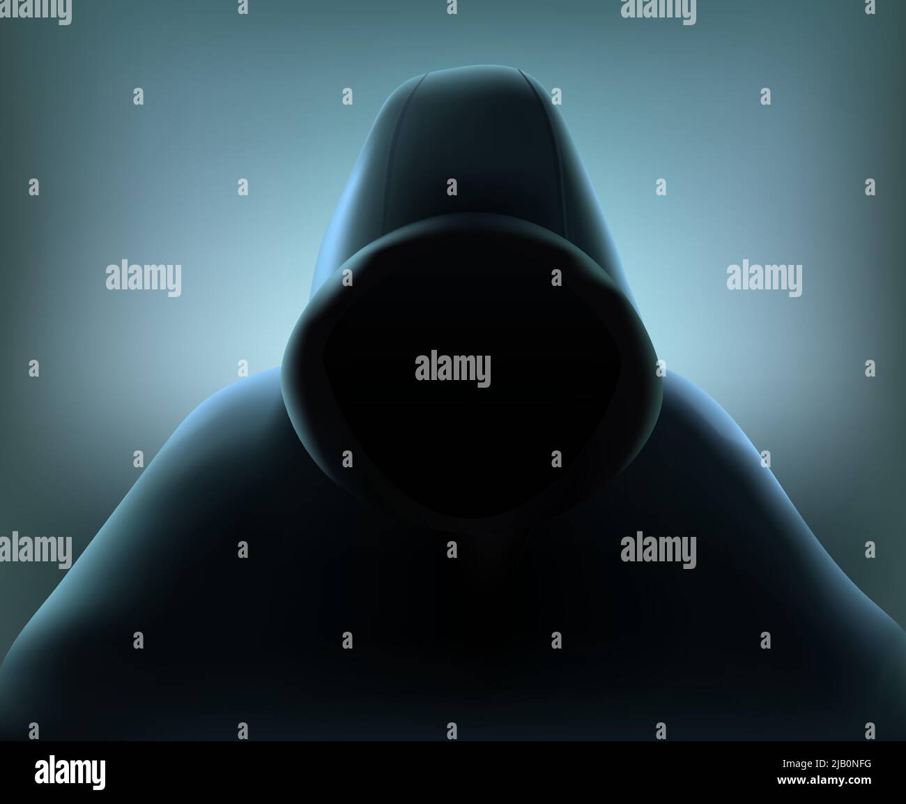 Farbige Hacker realistische Zusammensetzung mit Figur des Mannes der Frau in schwarz lose Gesamtvektor Illustration Stock Vektor