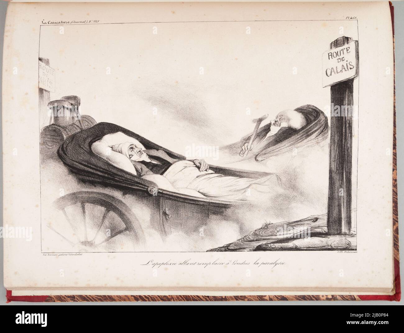 Apoplexie wird in London wieder erscheinen Lähmung, Karikatur, Nr. 225, pl. 468 Daumier, Honoré (1808 1879), delaunois-Lithographie, Aubert-Druck (Saly) Stockfoto