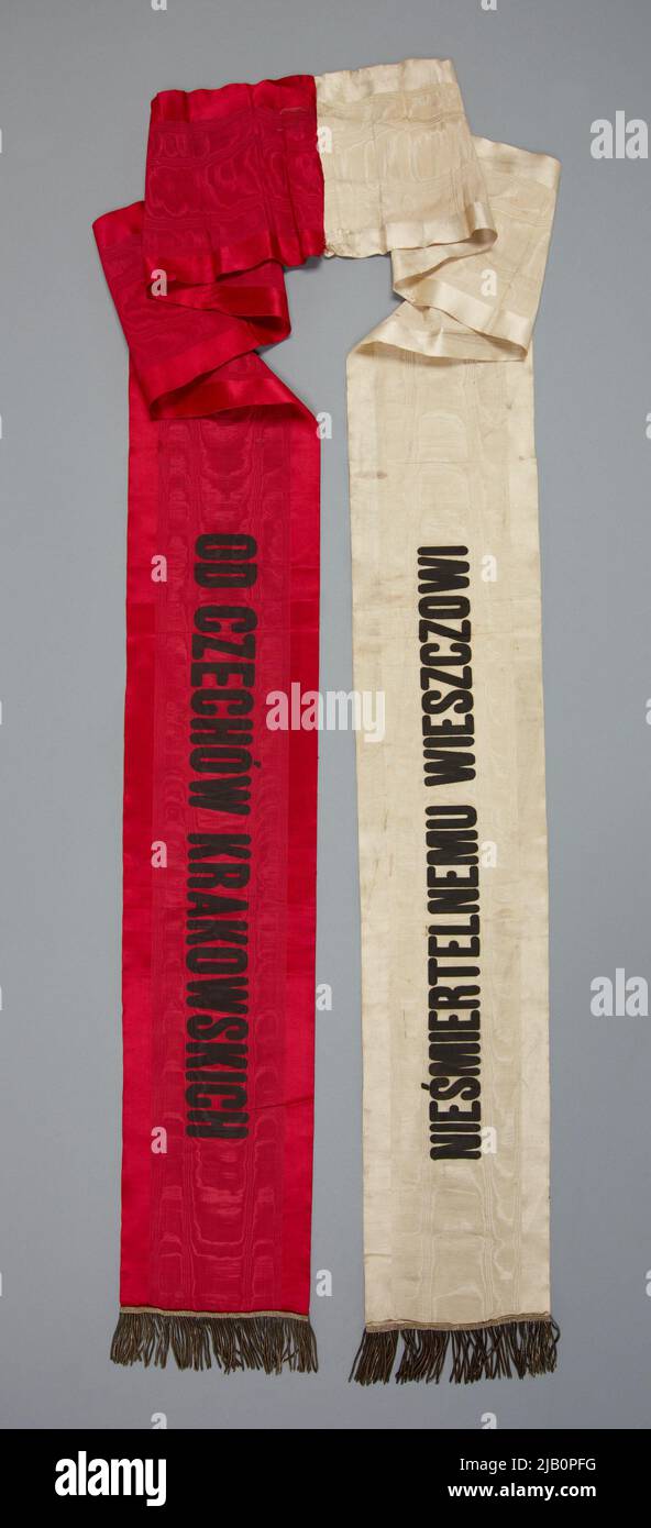 Eine Schärpe aus der Beerdigung von Adam Mickiewicz in Krakau am 4. Juli 1890 Stockfoto