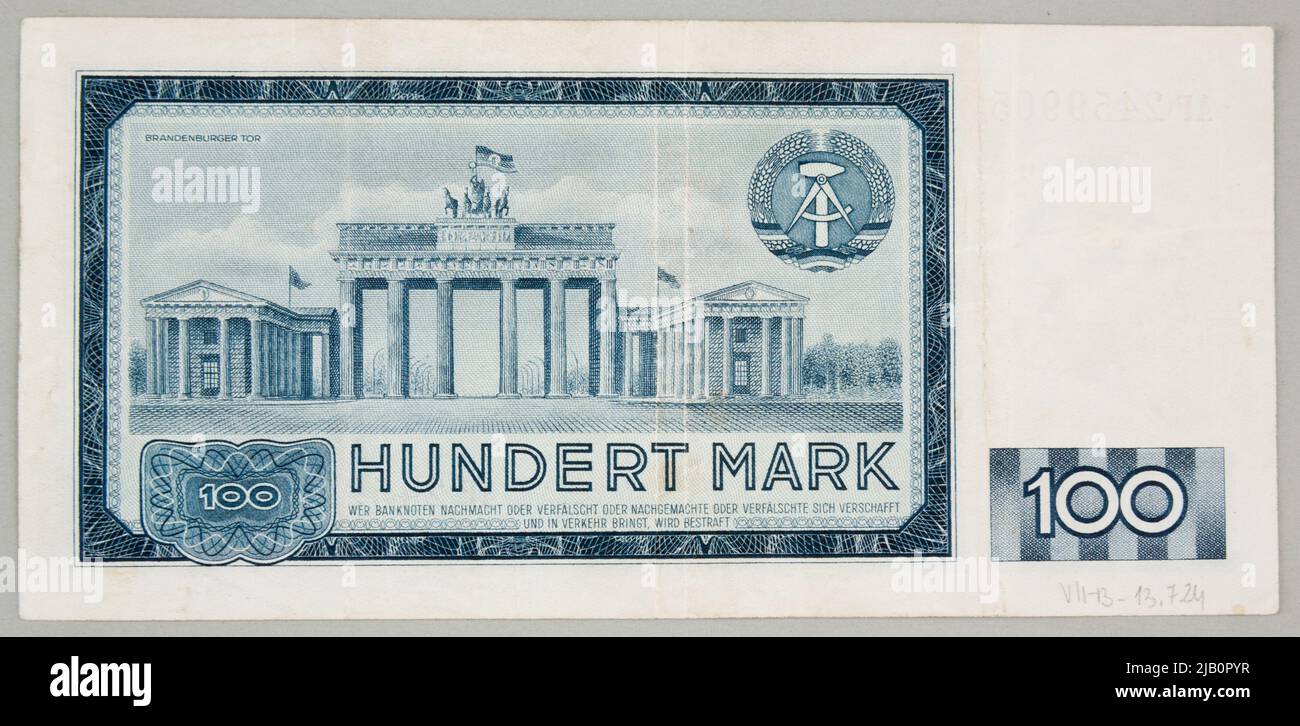 Banknote für 100 Mark, Deutsche Demokratische Republik, Berlin, 1964 Stockfoto