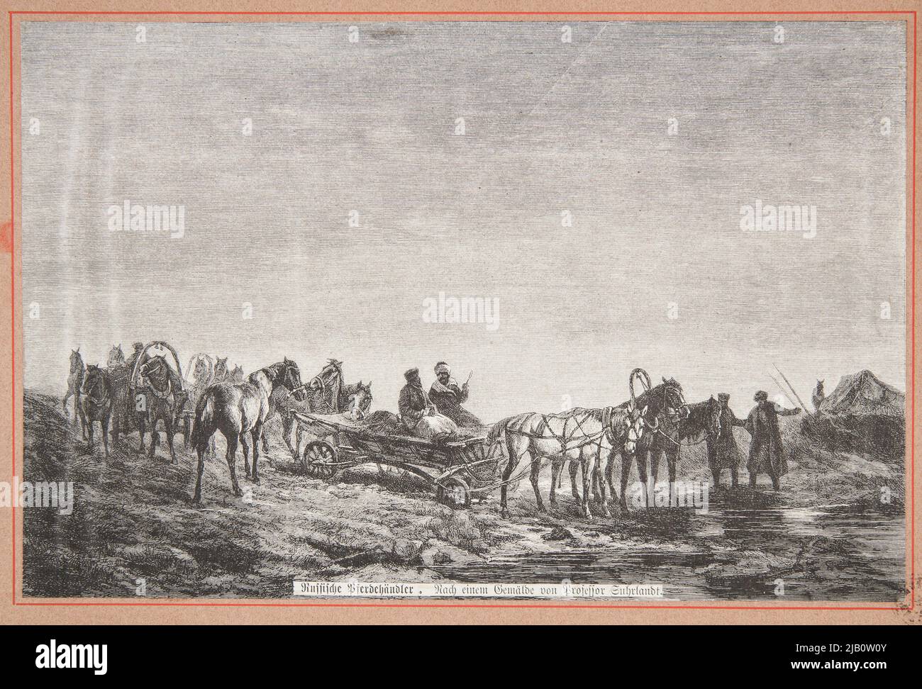 Russische Pferdehändler laut Carl Suhrlandta. Ein Ausschnitt wahrscheinlich aus einer deutschen Zeitschrift. Unbekannt, Suhrlandt, Carl (1828 1919) Stockfoto