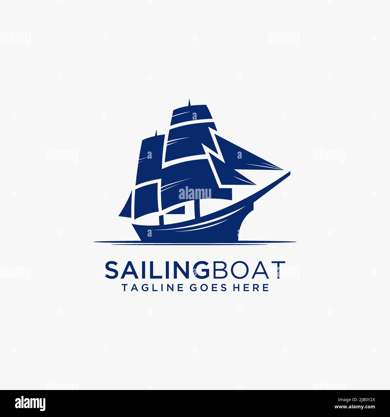 Vintage Segelschiff Logo Design Stock Vektor