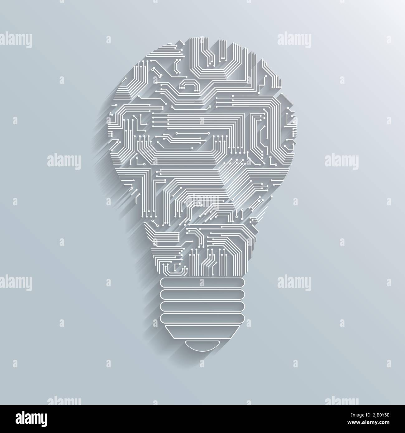 Abstrakten elektronischen Computer Platine Glühbirnen-Symbol oder Emblem isoliert Vektor-illustration Stock Vektor