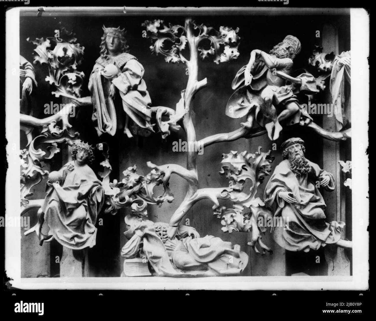 Krakauer Marienkirche der Hauptaltar von Wita Stwosz; Ein Fragment der Predella mit Jesse's Baum. Unbekannt Stockfoto