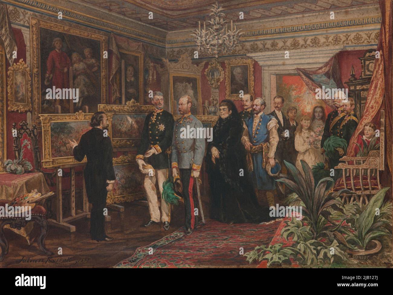 Der Kaiser zu Besuch bei Jan Matejko in seinem Haus in der Floriańska