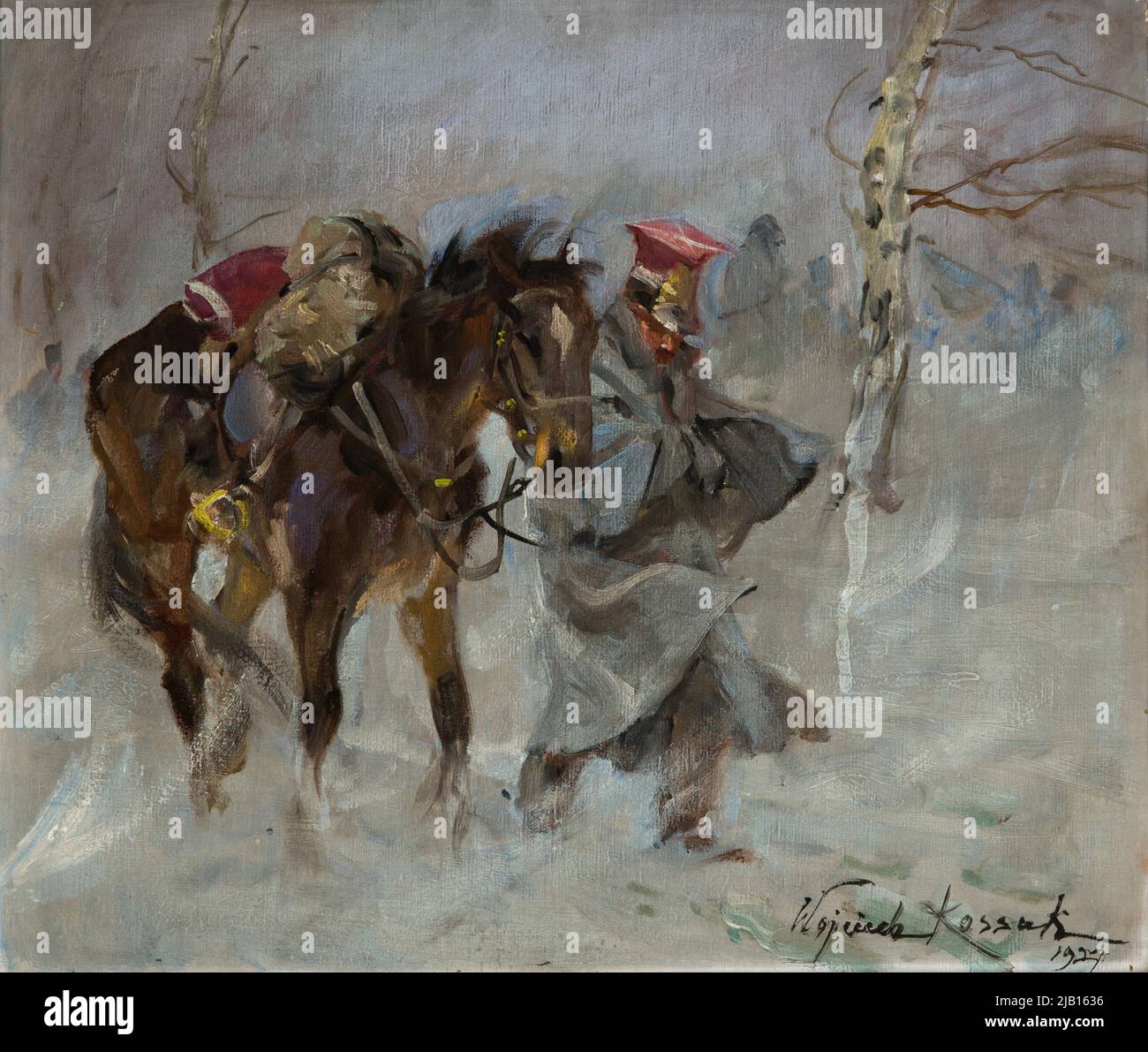 Uhlan Leading a Horse Kossak, Wojciech (1856 1942) Stockfoto