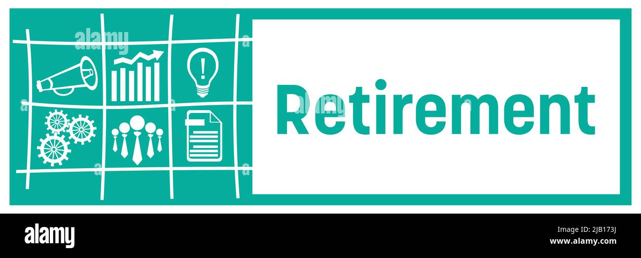 Retirement Turquoise Business Symbols Grid Left Box Horizontal Stockfoto Retirement Turquoise Business Symbols Grid Left Box Horizontal Stockfoto