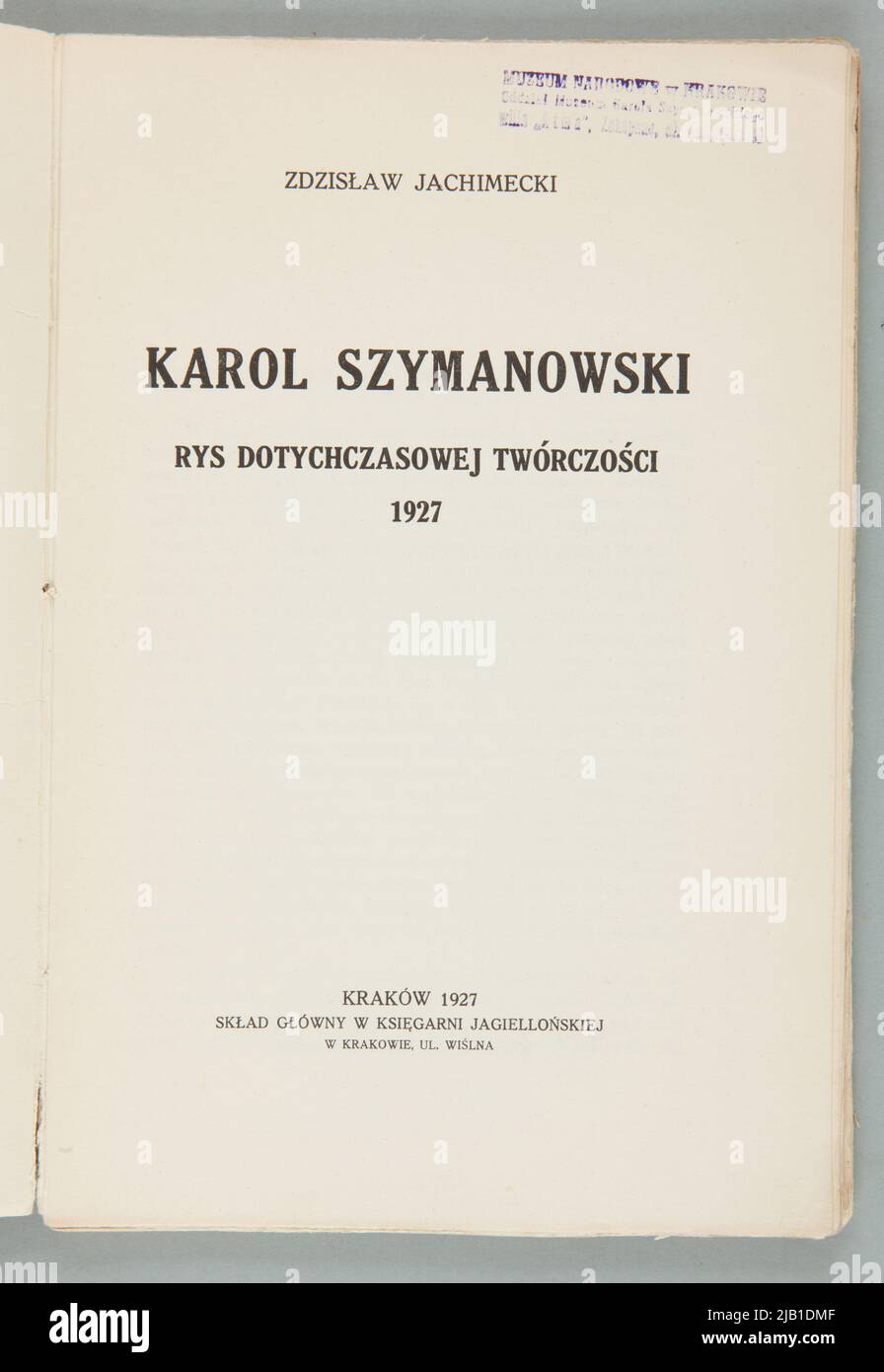 Buch Karol Szymanowski eine Figur des aktuellen Werkes Zdzisław Jachimecki Stockfoto