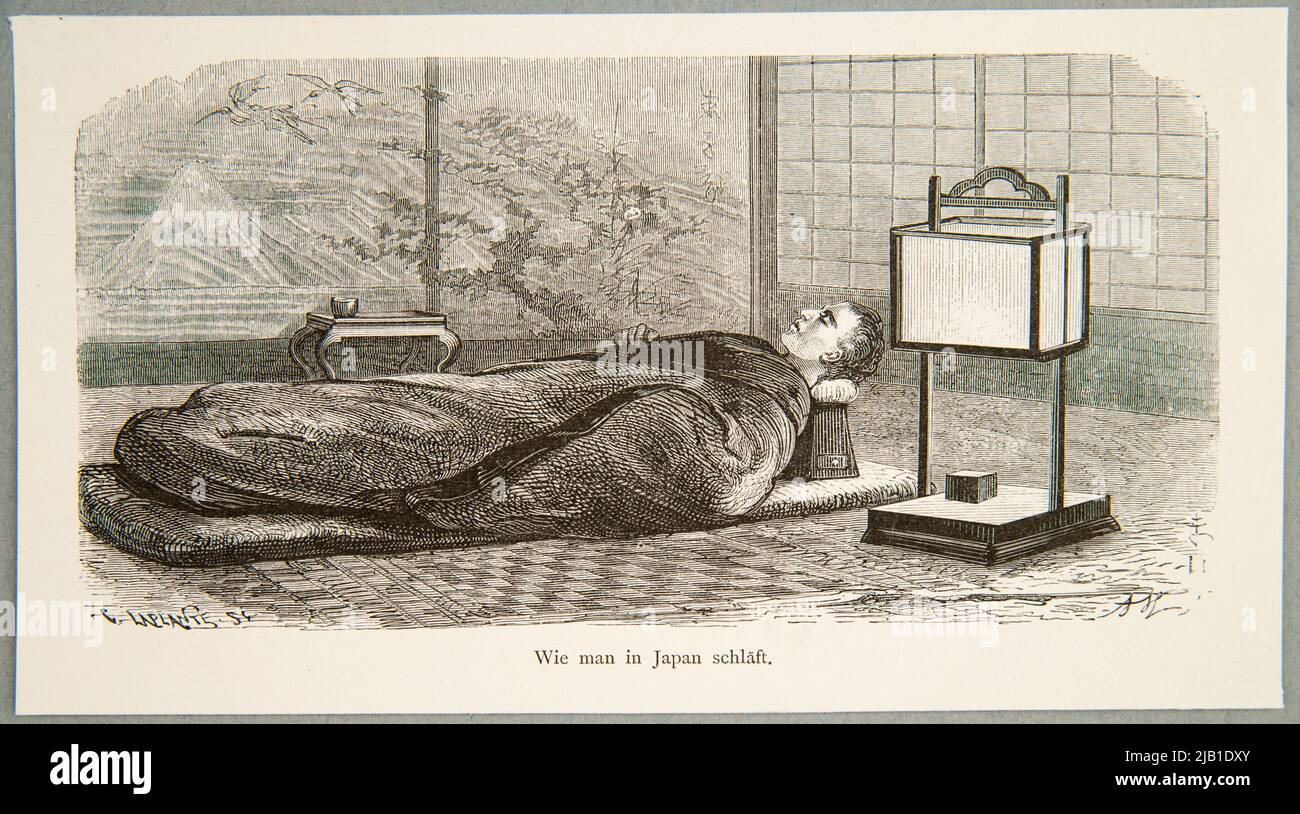Wie fällt es in Japan nach A. de N. Scharfening aus einer deutschen Zeitschrift Laplante, Charles (1837 1903), Monogrammist A. de N. Stockfoto