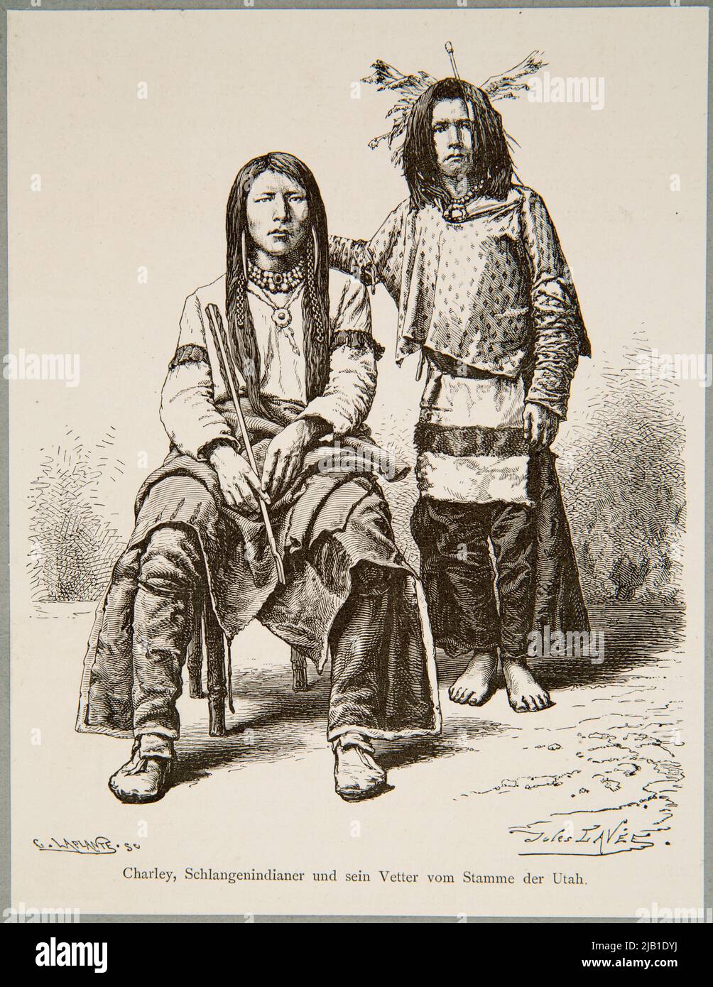 Zwei Indianer aus Utah laut Jules Lavée. Ein Clip aus einer deutschen Zeitschrift Laplante, Charles (1837 1903), Washed, Jules (FL. 1866 1888) Stockfoto