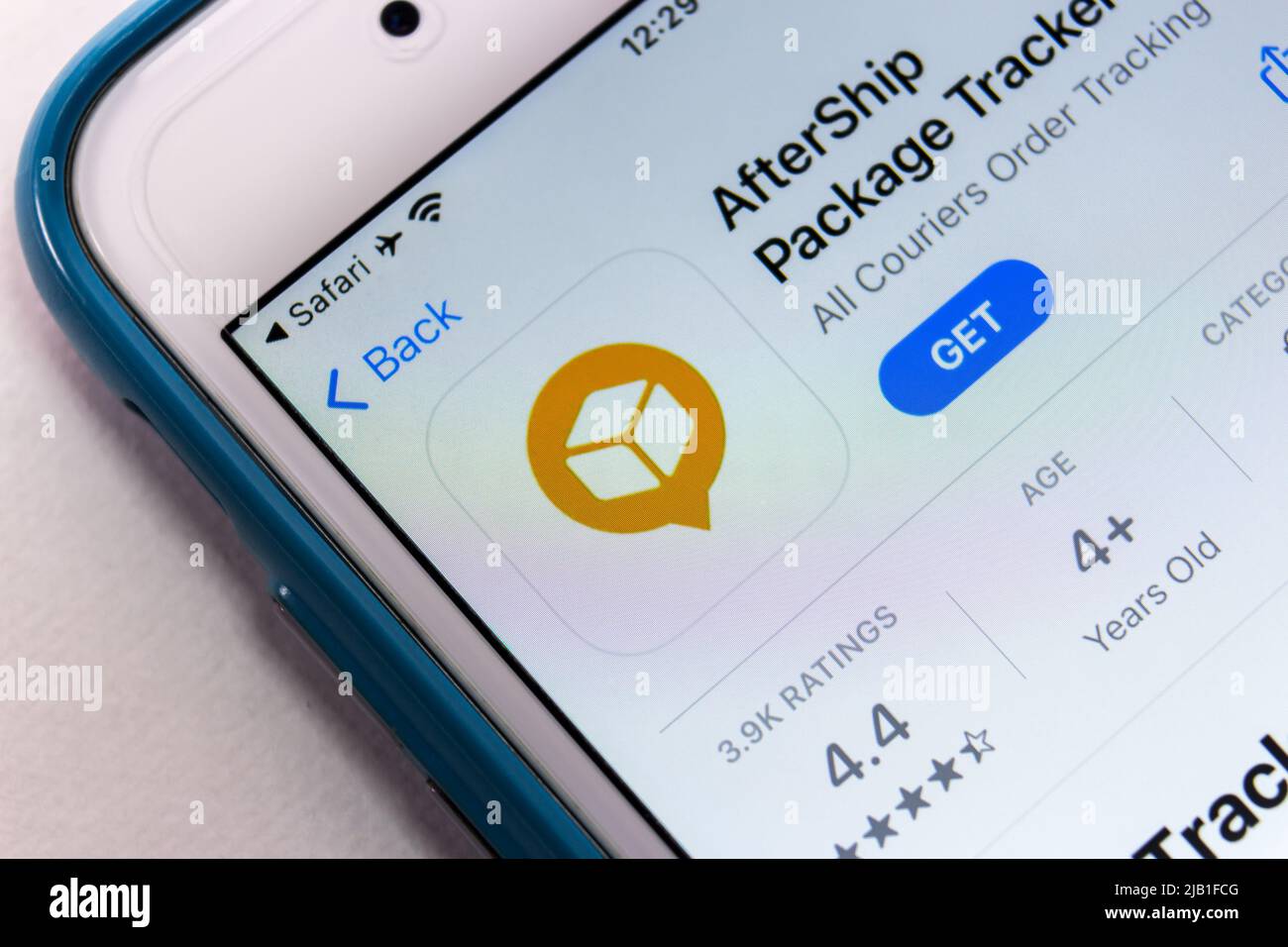 Aftership App, Hong Kong Startup bietet Sendungsverfolgung über SaaS, im App Store. Es unterstützt über 600 Versanddienste inkl. UPS, FedEx und DHL Stockfoto