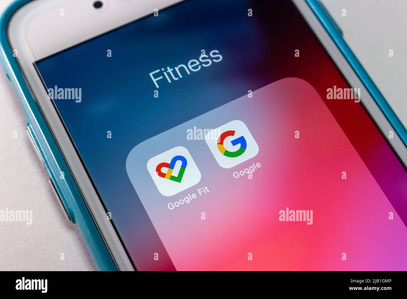 Kumamoto, JAPAN - Jun 1 2021 : Google Fit App, eine Gesundheits-Tracking-Plattform, die biometrische Statistiken und Daten für Gesundheit und Fitness sammelt, auf dem iPhone Stockfoto