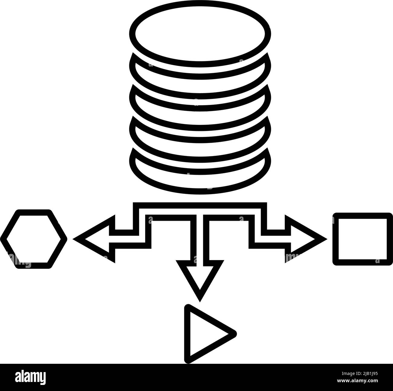 Server, Größe, Volume-Symbol. Einfache Vektordarstellung isoliert auf weißem Hintergrund. Stock Vektor