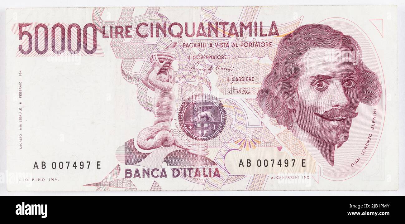 Banknote für 500.000 Lire; Banca d'Italia, Italien; 1984. Dezember; 6.02.1984 Workshop der Bank, Rom Stockfoto