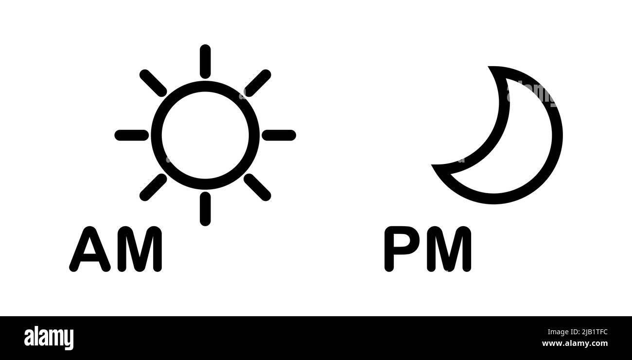 AM- und PM-Symbole. Sonne und Mond Stock Vektor