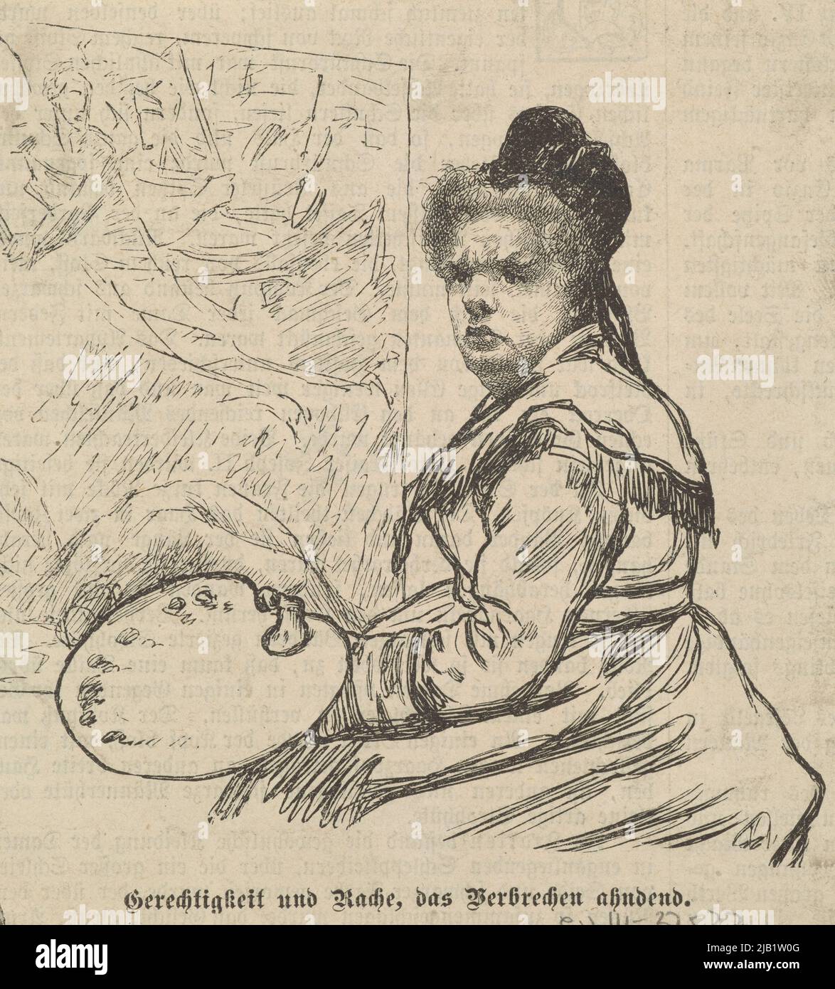 Ein Maler vor der Staffelei. Ein Clip aus einer deutschen Zeitschrift unbekannt Stockfoto