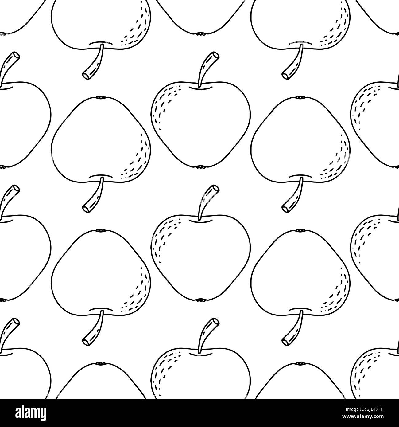 Nahtloses Muster von Hand gezeichnete Doodle Apfelfrüchte. Stock Vektor